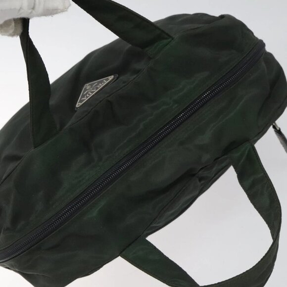 PRADA Hand Bag Nylon Khaki Silver Auth - Picture 8 of 16